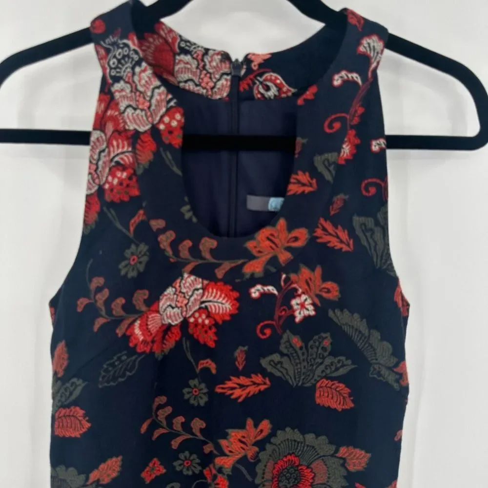 Eva Franco Cocktail Dress Women's 0 Multi Floral Pockets Back Zipper‎ Sleeveless